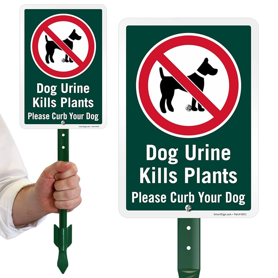 BEWARE OF DOG・PLEASE CURB YOUR DOG サイン2枚 Please Curb Your Dog Sign - Dog Poop Sign